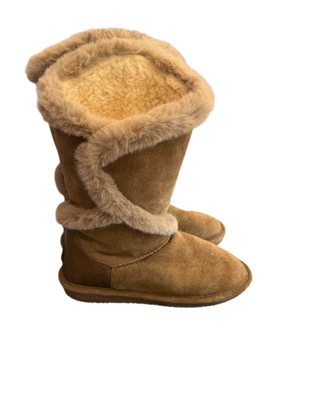 BearPaw Women's Kendall Winter Tall Pull-On Boots Plush Lined Boot in Light Tan - Picture 4 of 13